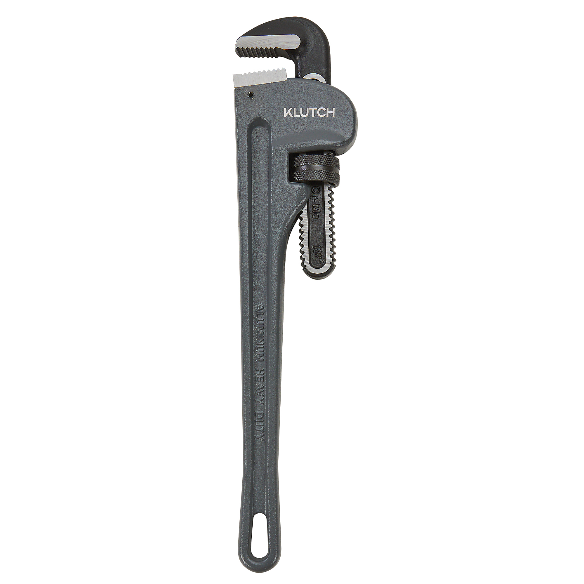 Klutch 18in. Aluminum Pipe Wrench, 2.4in. Jaw Capacity, Aluminum Handle